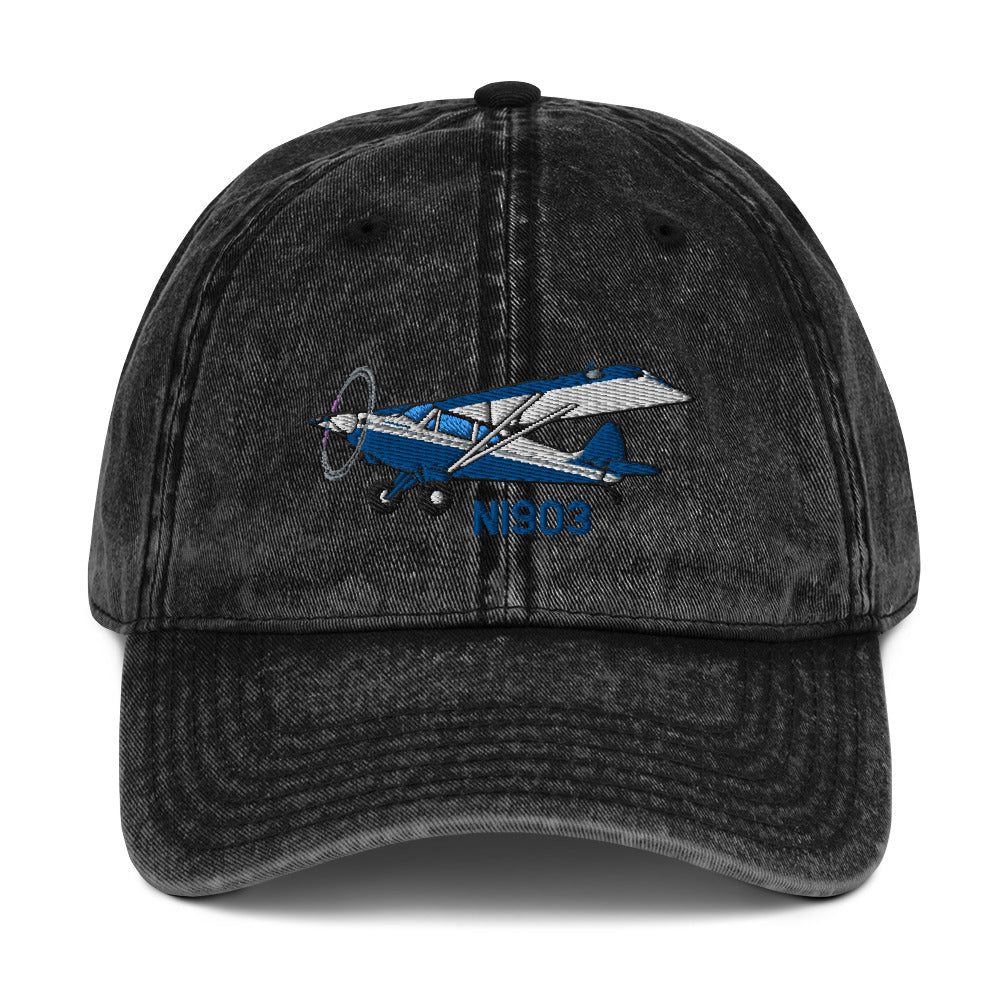 Airplane Embroidered Vintage Hat (AIR1M98LJ-B2) - Add your N#