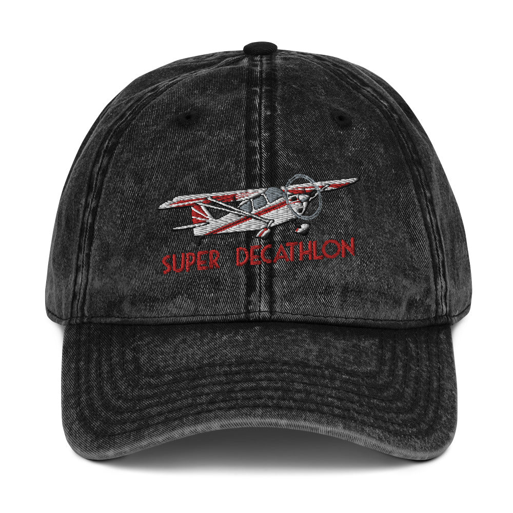 Super Decathlon Airplane Embroidered Vintage Hat (AIR453JLG-R5) - Add your N#