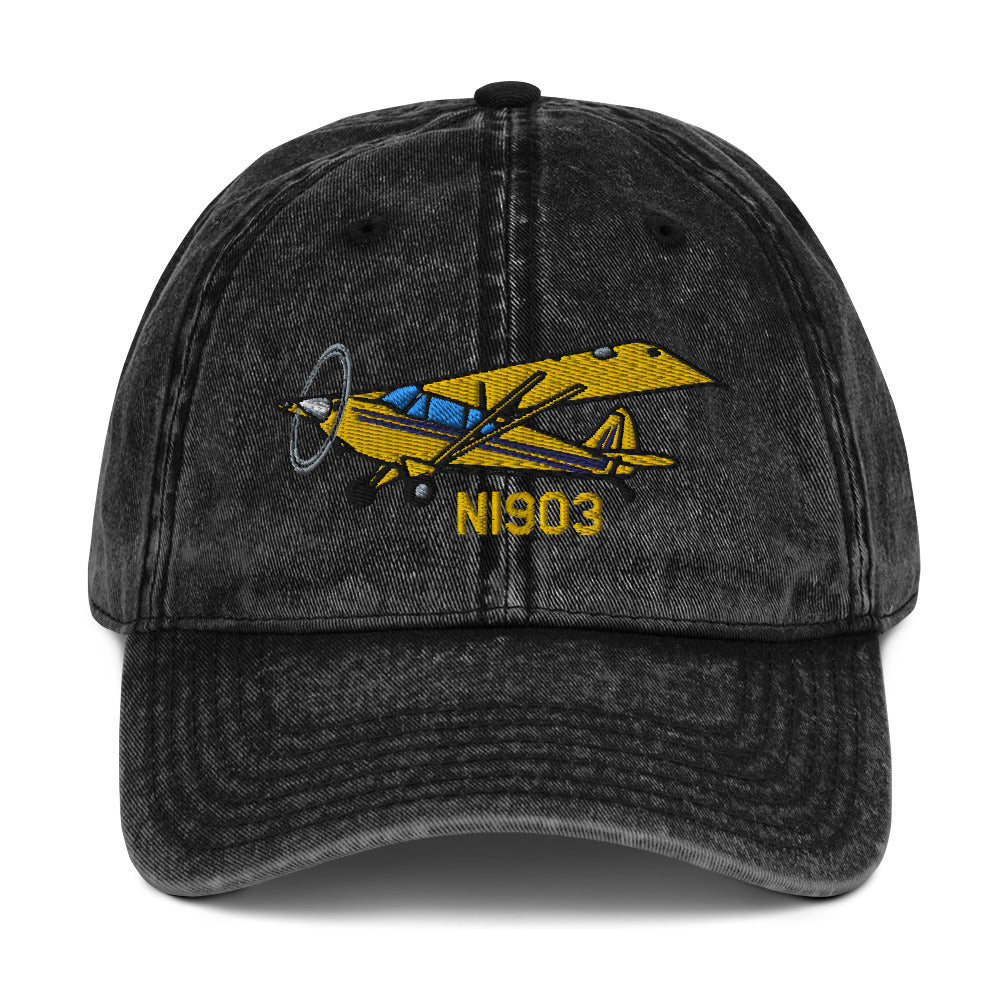 Airplane Embroidered Vintage Cap (AIR1M98LJ-YB3_EMB) - Personalized with Your N# (AIR1M98LJ-YB3_EMB) - Personalized with Your N#