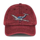 Airplane Embroidered Vintage Cap (AIR2554L3-BR2_EMB) - Personalized with Your N#
