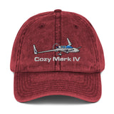 Rutan Cozy Mark Airplane Embroidered Vintage Cap (AIRILK3FQ-B1) - Personalized