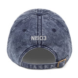 Airplane Embroidered Vintage Cap (AIR2554L3-BR2_EMB) - Personalized with Your N#