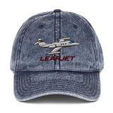 Learjet Airplane Embroidered Vintage Cap (AIRC5124-RG1) - Add your N#