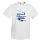 Man Must Fly Quote Aviation Theme T-Shirt - Personalized w/ Your Airplane