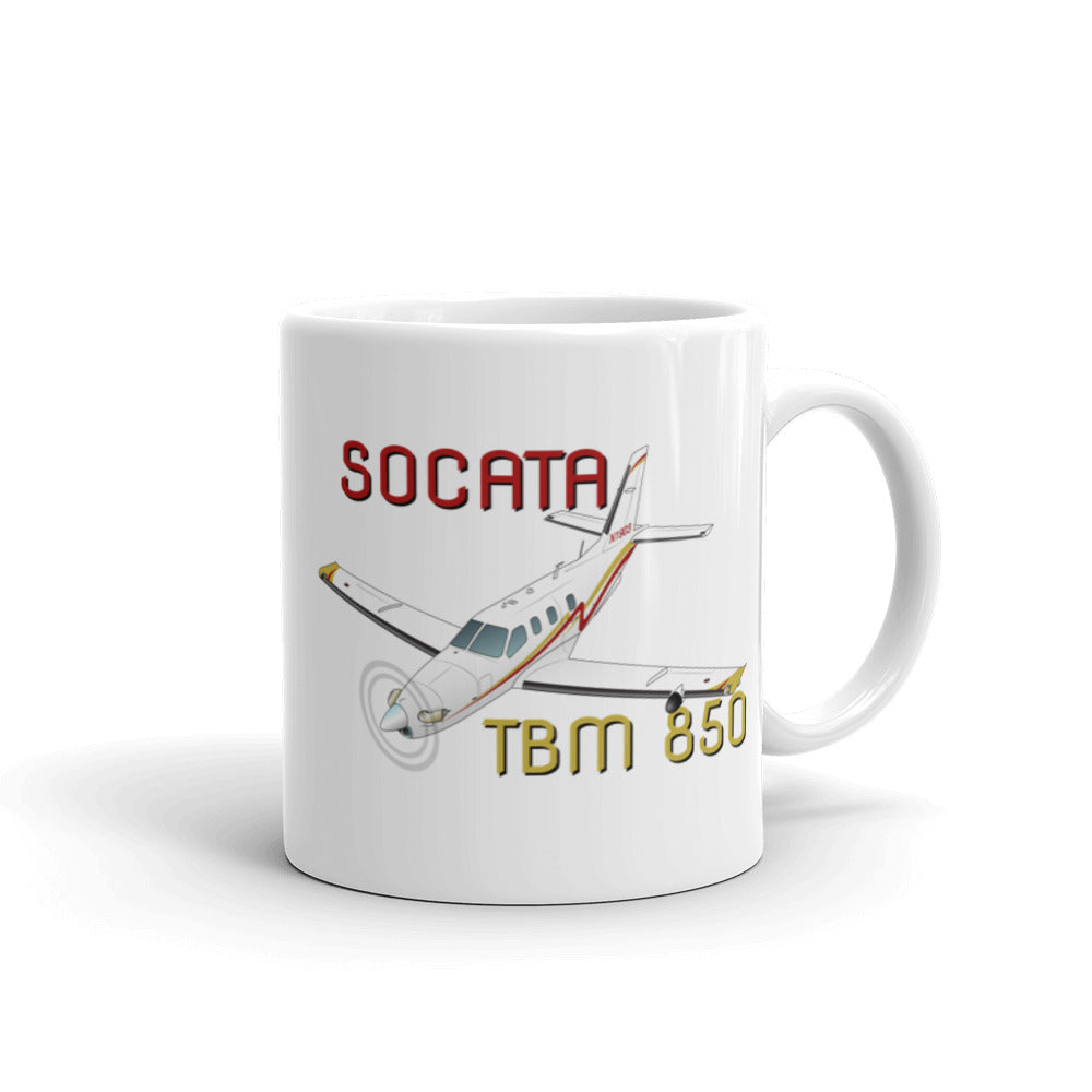 Socata TBM 850 (Maroon/Gold) Airplane Custom Mug - Add your N#