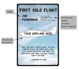 First Solo Flight Custom Airplane Metal Sign - Add your Aircraft & N#