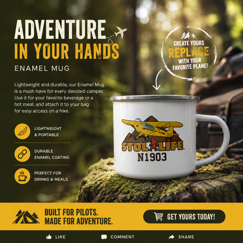 STOL Life Super Cub (AIRG9GG1H-Y2) Airplane Enamel Mug - Personalized with N#