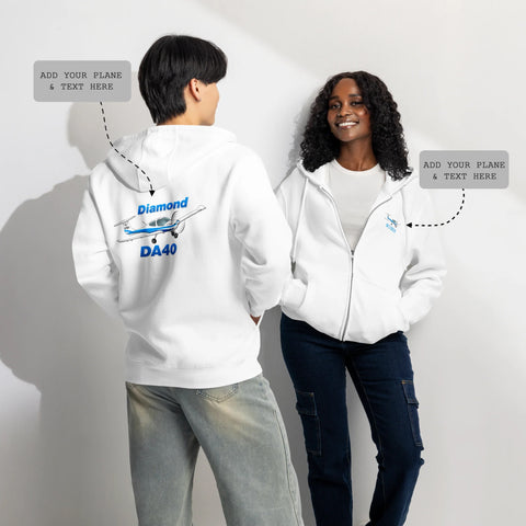 Custom Airplane Premium Full Zip Hoodie (Front Left Chest & Back Print)