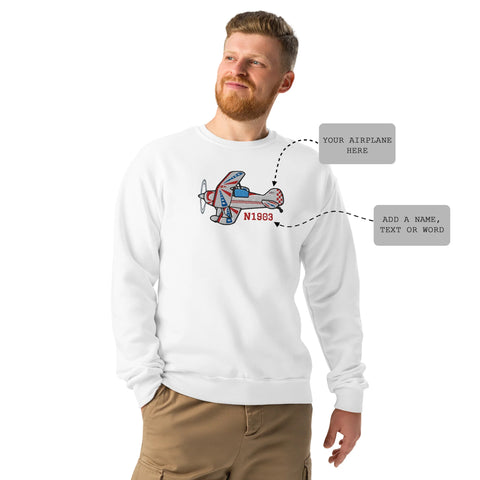 Custom Airplane Crew Neck Sweatshirt (Large Front Embroidery Print)