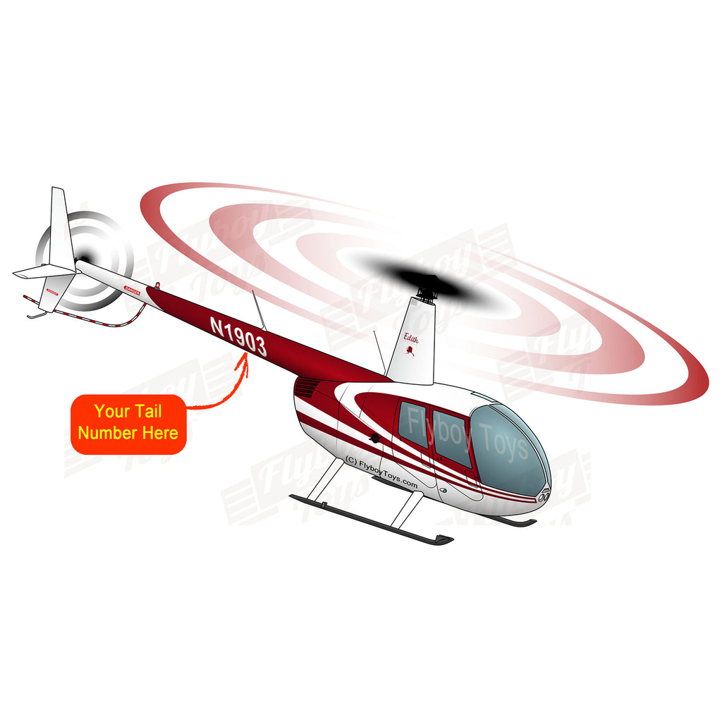 Flyboy Toys Helicopter Design (HELIIF2R44-RW1) - Red/White