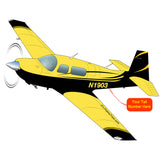 Mooney M20J Airplane T-shirt - Personalized with Your N# - Back & Front