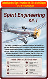 Flyboy Toys Spirit Engineering SE-1 Airplane Custom Metal Sign
