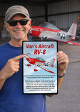 Van's Aircraft RV-8 (Red/Silver) HD Airplane Hangar Sign Pilot Gift – Aviation Wall Decor
