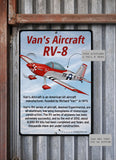 Van's Aircraft RV-8 (Red/Silver) HD Airplane Hangar Sign Pilot Gift – Aviation Wall Decor