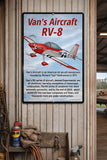 Van's Aircraft RV-8 (Red/Silver) HD Airplane Hangar Sign Pilot Gift – Aviation Wall Decor