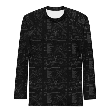 S35 Bonanza Airplane Blueprint Men's Rash Guard