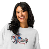 Custom Airplane Crew Neck Sweatshirt (Large Front Embroidery Print)