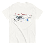 Close-up of Flight Design CTLS graphic on cotton t-shirt