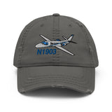 Airplane Embroidered Distressed Cap AIR35JJ39K1K9FEII-SB1_EMB- Personalized w/ Your N#