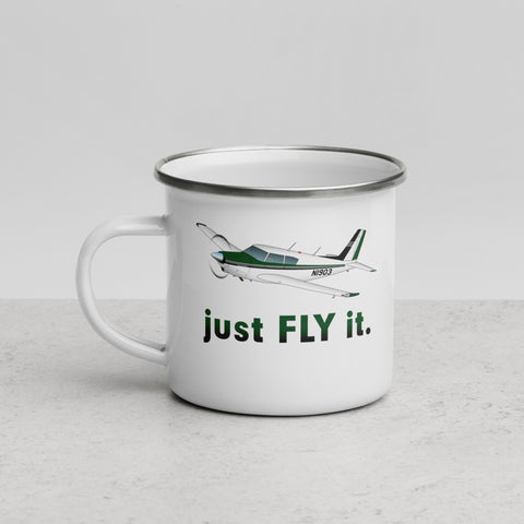 Just Fly It Enamel Mug - Add Your N#