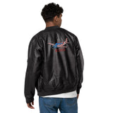 Custom Embroidered Leather Bomber Jacket - Add Your N#