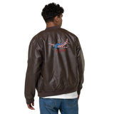 Custom Embroidered Leather Bomber Jacket - Add Your N#