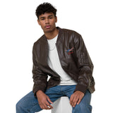 Custom Embroidered Leather Bomber Jacket - Add Your N#