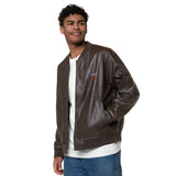 Custom Embroidered Leather Bomber Jacket - Add Your N#