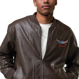 Custom Embroidered Leather Bomber Jacket - Add Your N#