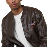 Custom Embroidered Leather Bomber Jacket - Add Your N#