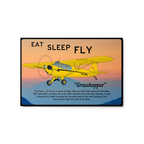 Flyboy Toys Eat Sleep Fly J3 Custom HD 18"x12" HD Metal Airplane Sign