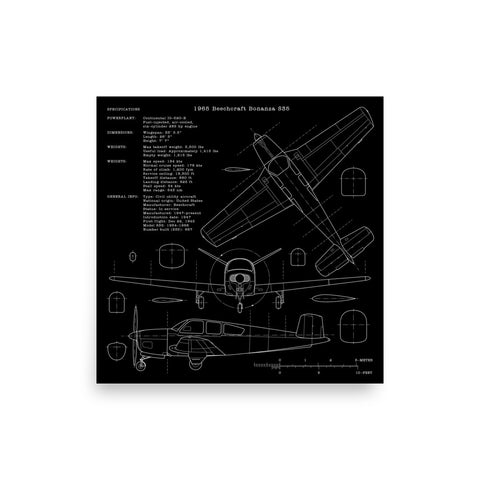 Airplane Blueprint Design Photo Paper Poster - AIR2552FES35-BB1