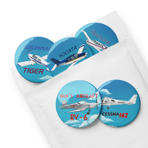 Wear Your Wings: Custom Airplane Pin Buttons - Set of 5