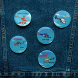 Wear Your Wings: Custom Airplane Pin Buttons - Set of 5