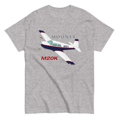 Mooney M20K (Blue/Red) Airplane T-Shirt - Personalized with Your N#