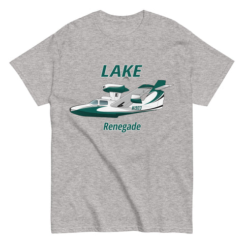 Flyboy Toys Lake LA-250 Renegade custom airplane T-shirt in grey, front view