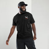 Custom black unisex sports jersey t-shirt with personalized airplane graphic from Flyboy Toys Ercoupe