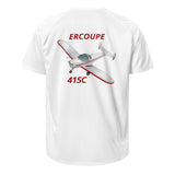 Custom white unisex Back view sports jersey t-shirt with personalized airplane graphic from Flyboy Toys