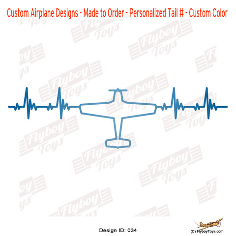 Heartbeat Plane Top View Rotated Airplane Aviation Design