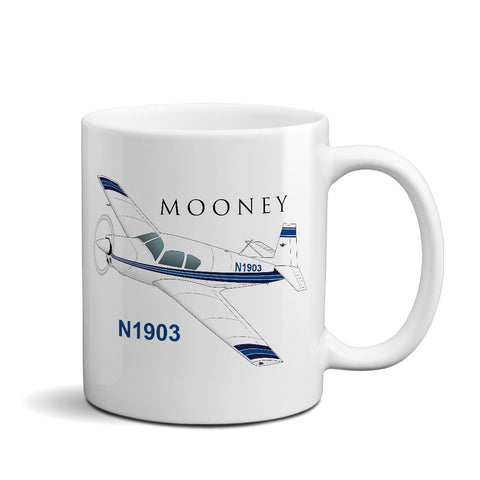 Mooney M20 / M20C (Blue/Black) Airplane Ceramic Mug - Personalized w/ N#