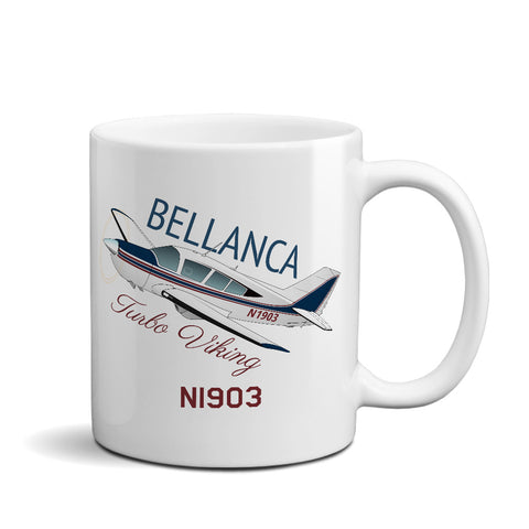 Bellanca Turbo Viking (Red/Blue) Airplane Ceramic Mug - Personalized w/ N#