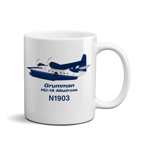 Grumman HU-16 Albatross (Blue) Airplane Ceramic Mug - Personalized w/ N#