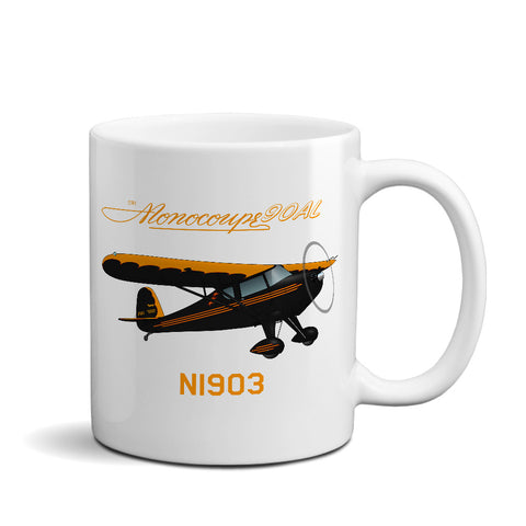 Monocoupe 90AL (Black/Orange) Airplane Ceramic Mug - Personalized w/ N#