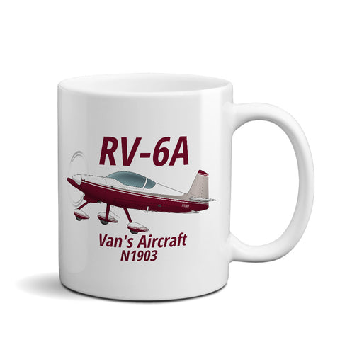 Van's Aircraft RV-6A Airplane Ceramic Mug - Personalized w/ N#
