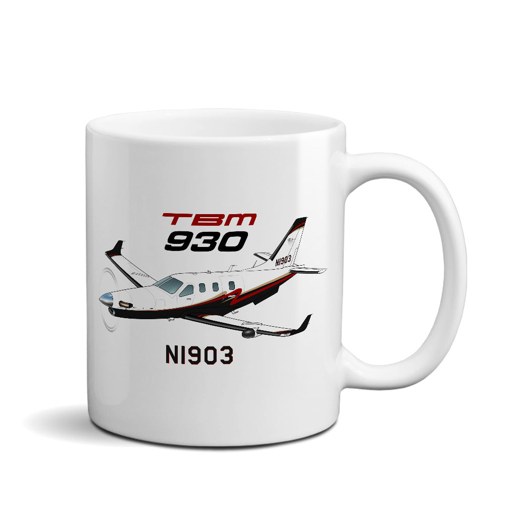 Socata TBM 930 Airplane Ceramic Mug - Personalized w/ N#
