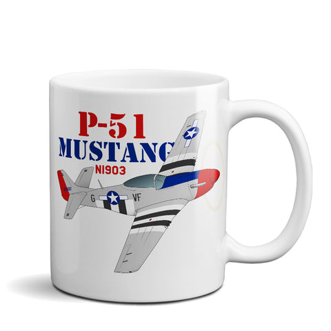 North American P-51 Mustang Airplane Ceramic Mug - Personalized w/ N#
