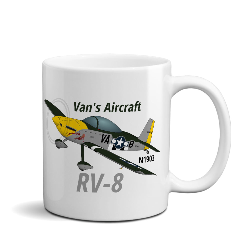 Van's Aircraft RV-8 Airplane Ceramic Mug - Personalized w/ N#