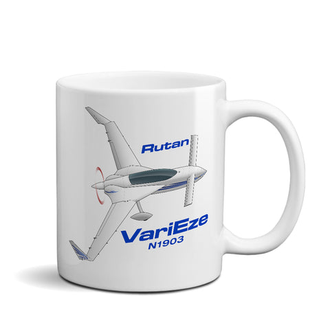 Rutan VariEze (Blue) Airplane Ceramic Mug - Personalized w/ N#