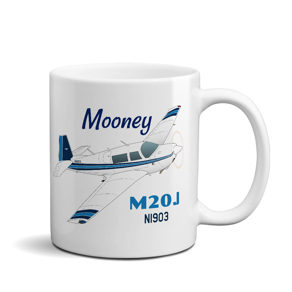 (Blue #2) Airplane Ceramic Mug - Personalized w/ N#