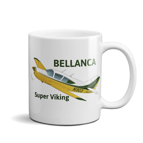 Bellanca Super Viking (Yellow/Green) Airplane Ceramic Mug - Personalized with N#